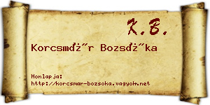 Korcsmár Bozsóka névjegykártya